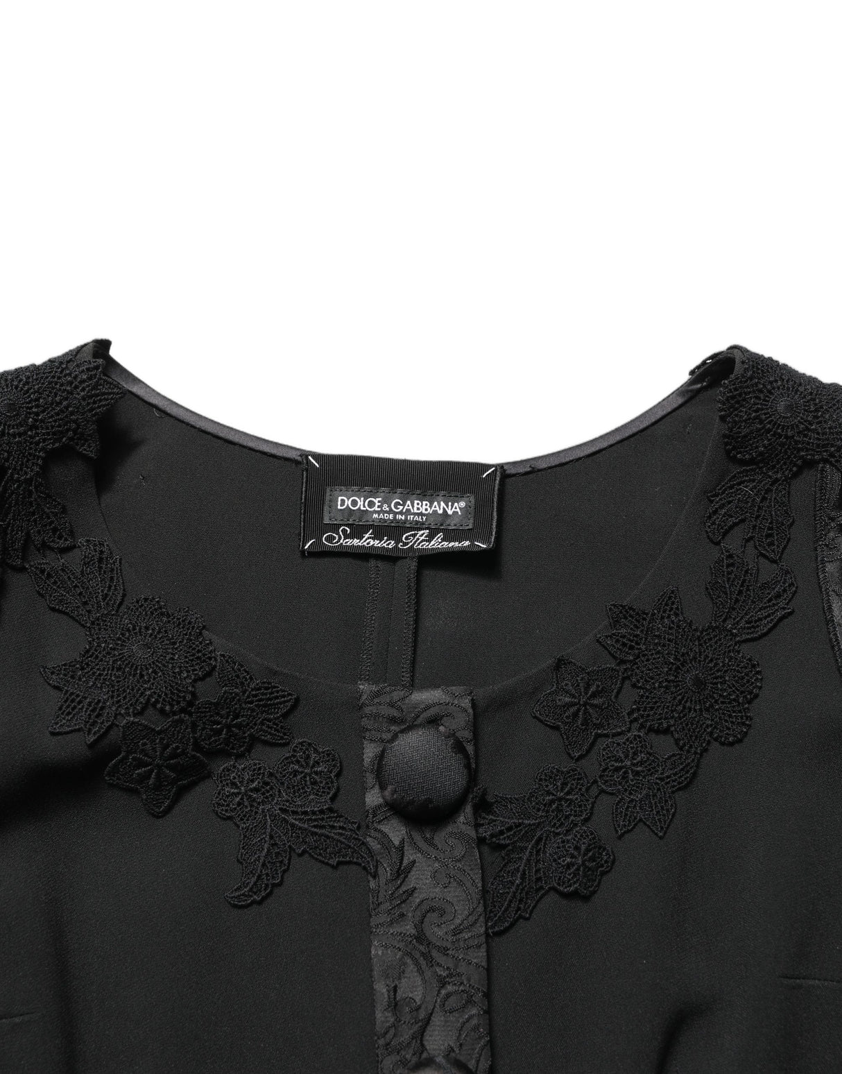 Dolce & Gabbana Black Button Fastening Lace Trimmed Blazer Jacket