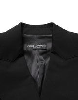 Dolce & Gabbana Black Wool DoubleBreasted Lace Sleeve Jacket