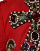 Dolce & Gabbana Multicolor Asymmetrical Ornate Jewel Cropped Jacket