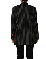 Dolce & Gabbana Black Stripe Double-Breasted Blazer Jacket