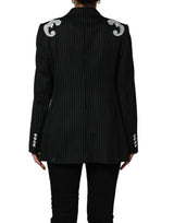 Dolce & Gabbana Black Stripe Double-Breasted Blazer Jacket
