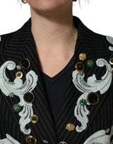 Dolce & Gabbana Black Stripe Double-Breasted Blazer Jacket