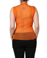 Dolce & Gabbana Orange See Through Crew Neck Blouse Tank Top