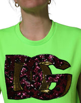 Dolce & Gabbana Neon Green DG Sequined Sleeveless Jersey Top