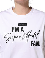 Dolce & Gabbana White I'm A Super Model Fan Print Jersey T-shirt