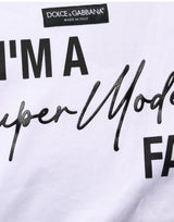 Dolce & Gabbana White I'm A Super Model Fan Print Jersey T-shirt