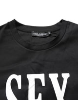 Dolce & Gabbana Black Jersey Graphic Short Sleeve Crew Neck T-shirt