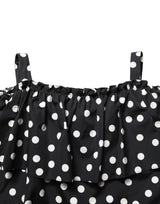 Dolce & Gabbana Black White Polka Dot Off Shoulder Top