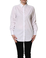 Dolce & Gabbana White Cotton Long Sleeve Button-Up Shirt Top