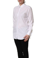 Dolce & Gabbana White Cotton Long Sleeve Button-Up Shirt Top