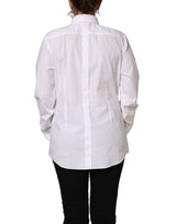 Dolce & Gabbana White Cotton Long Sleeve Button-Up Shirt Top
