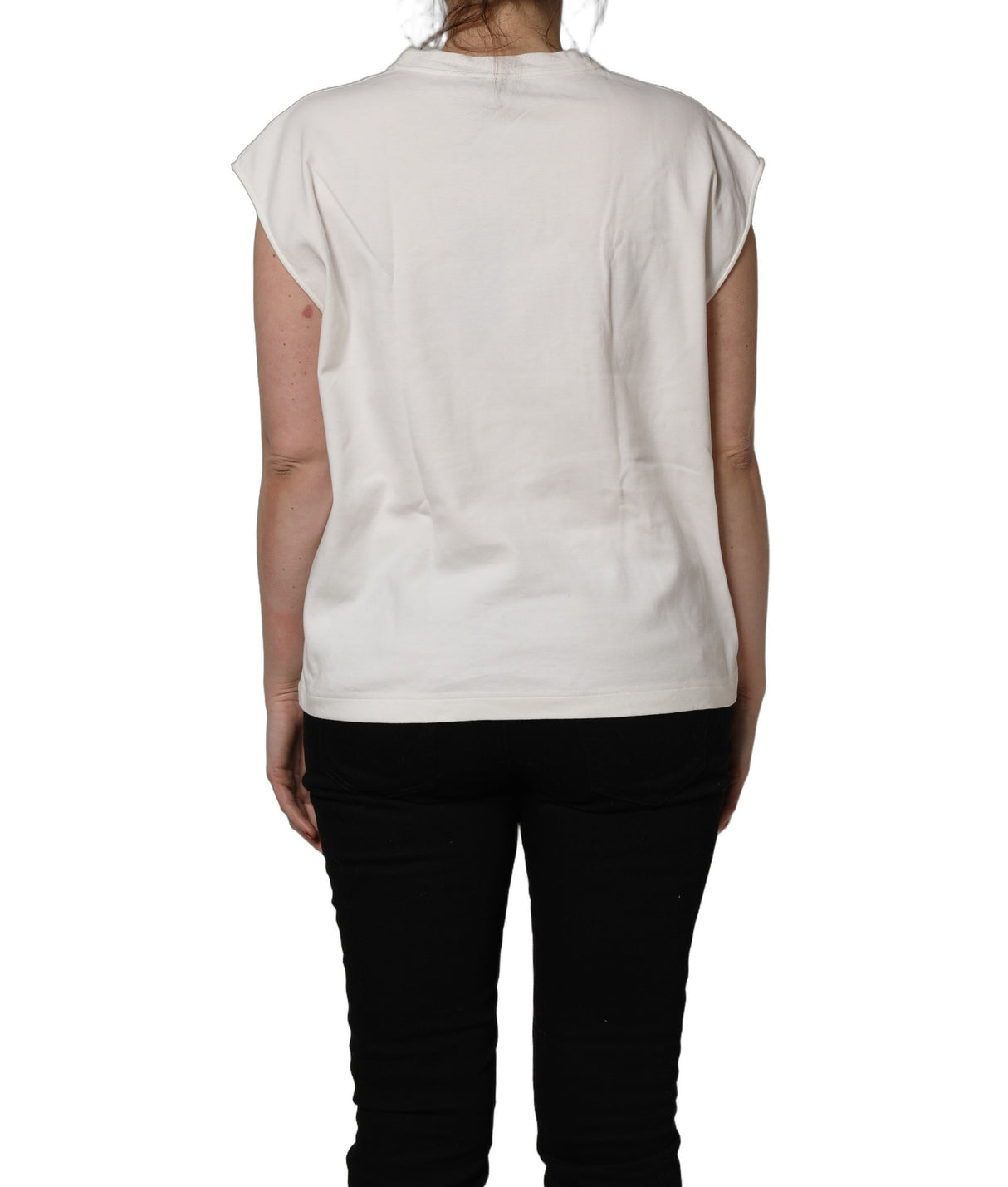 Dolce & Gabbana White Cotton Graphic Sleeveless Tank Top