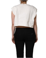 Dolce & Gabbana White Cotton DG Logo Print Cropped Jersey Top
