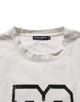 Dolce & Gabbana White Cotton DG Logo Print Cropped Jersey Top