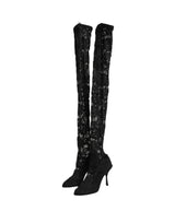 Dolce & Gabbana Black Taormina Lace Socks Boots Pumps Shoes