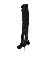 Dolce & Gabbana Black Taormina Lace Socks Boots Pumps Shoes