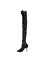 Dolce & Gabbana Black Taormina Lace Socks Boots Pumps Shoes