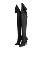 Dolce & Gabbana Black Stretch Socks Knee High Boots Shoes