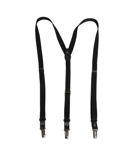 Dolce & Gabbana Black Cotton Leather Elastic Y-back Metal Clips Suspender