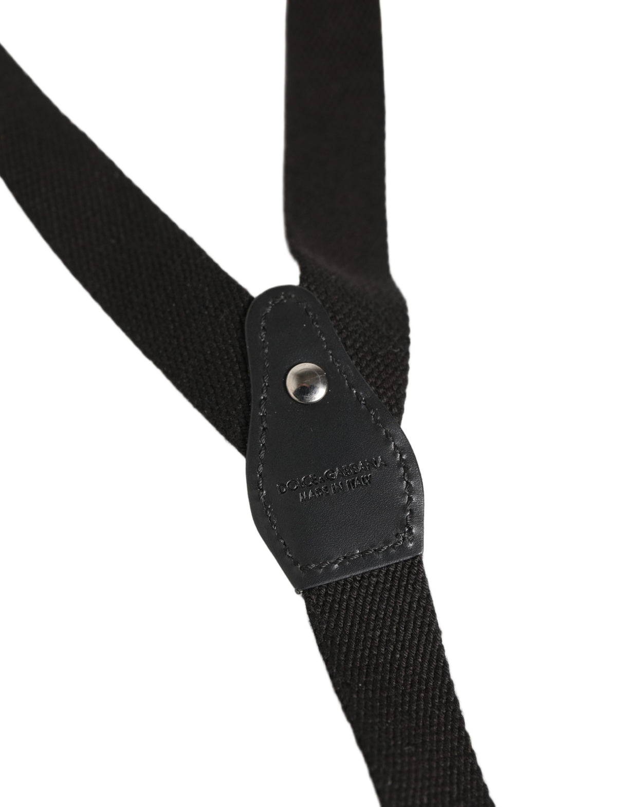Dolce & Gabbana Black Cotton Leather Elastic Y-back Metal Clips Suspender