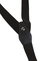 Dolce & Gabbana Black Cotton Leather Elastic Y-back Metal Clips Suspender