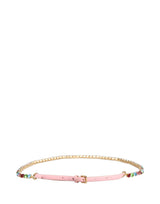 Dolce & Gabbana Pink Leather Crystal Chain Embellished Belt