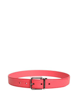 Dolce & Gabbana Pink Lambskin Leather Silver Metal Buckle Belt