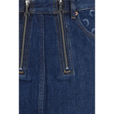 Marine Serre Blue Cotton Mini Skirt