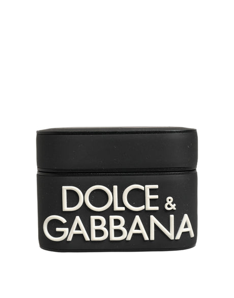Dolce & Gabbana Case Black PVC Embossed Logo Flip Holder Women Airpods