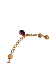 Dolce & Gabbana Gold Brass Mix Fiori Flowers Crystal Chain Necklace