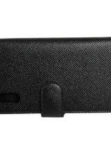 Dolce & Gabbana Case Flip Cover Black Calf Leather iPhone X - XS Phone