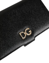 Dolce & Gabbana Case Flip Cover Black Calf Leather iPhone X - XS Phone