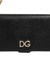 Dolce & Gabbana Case Flip Cover Black Calf Leather iPhone X - XS Phone