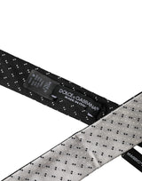 Dolce & Gabbana White Black Patterned Silk Adjustable Men Necktie Tie