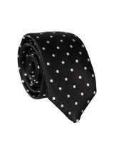 Dolce & Gabbana Black White Polka Dots Silk Adjustable Men Necktie Tie