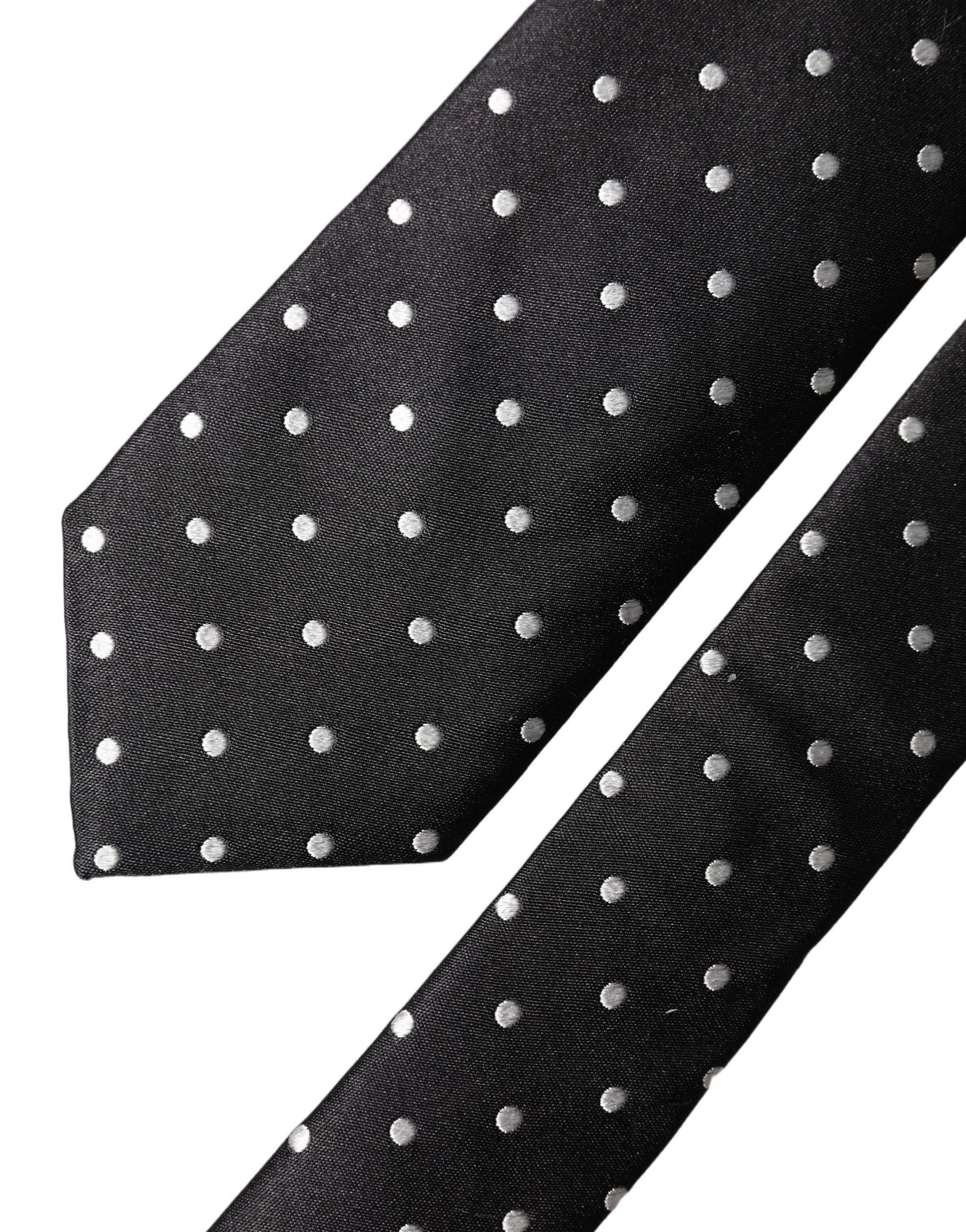 Dolce & Gabbana Black White Polka Dots Silk Adjustable Men Necktie Tie