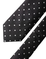 Dolce & Gabbana Black White Polka Dots Silk Adjustable Men Necktie Tie
