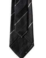 Dolce & Gabbana Black White Stripes 100% Silk Adjustable Men Necktie Tie