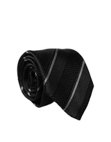 Dolce & Gabbana Black White Stripes 100% Silk Adjustable Men Necktie Tie