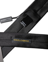 Dolce & Gabbana Black D&G Embroidery Silk Adjustable Men Necktie Tie