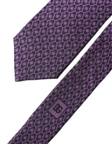 Dolce & Gabbana Purple Patterned 100% Silk Adjustable Men Necktie Tie