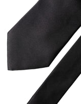 Dolce & Gabbana Brown Logo Embroidery Silk Adjustable Men Necktie Tie