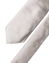 Dolce & Gabbana Light Gray Silk Satin Wide Adjustable Men Necktie Tie