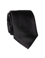 Dolce & Gabbana Black Solid 100% Silk Adjustable Men Tied Necktie Tie