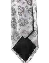 Dolce & Gabbana Silver Gray Paisley Silk Adjustable Men Tied Necktie Tie