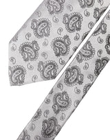Dolce & Gabbana Silver Gray Paisley Silk Adjustable Men Tied Necktie Tie
