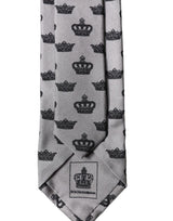 Dolce & Gabbana Gray Crown Fantasy Silk Adjustable Men Tied Necktie Tie