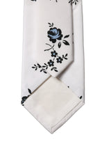 Dolce & Gabbana White Floral Fantasy Cotton Adjustable Men Necktie Tie