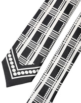Dolce & Gabbana Black White Abstract Silk Adjustable Men Tied Necktie Tie