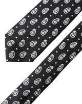 Dolce & Gabbana Black Paisley 100% Silk Adjustable Men Tied Necktie Tie